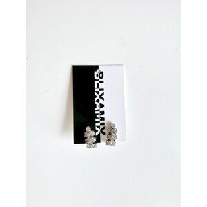 Vintage TRIAD Bridal Silver Tone Rhinestone Screw Back Clip On Earrings